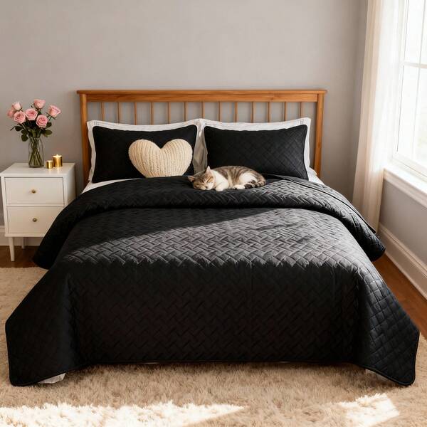 VOLTITO 3pc Bedspread Sets, Ultra Soft Microfiber Quilts Queen Size, 2pcs Pillowcases , Bed Coverlet King Size With Basket Weave Pattern, Lightweight Reversible Bedspread, Soft Quilt Bedding Set, Lightweight Comforter Set Coverlet