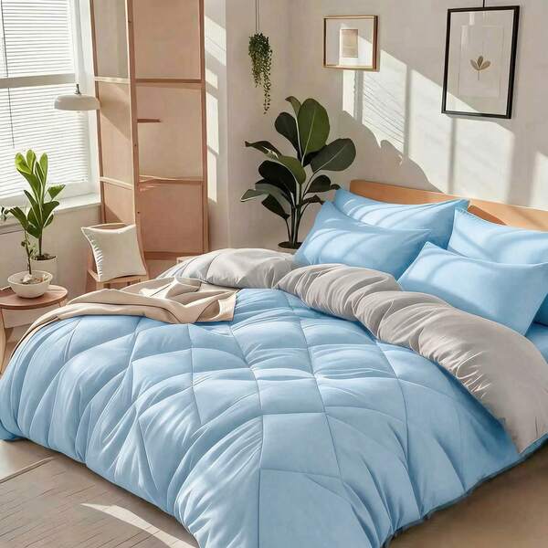 2/3 PCS,Simple Diamond Grid Thick Quilt Set,For Home And Bedroom Decoration,Fluffy And Soft,All-Season Universal,Includes 1 Quilt + 1/2 Pillowcases,Ideal For Holiday Gifting